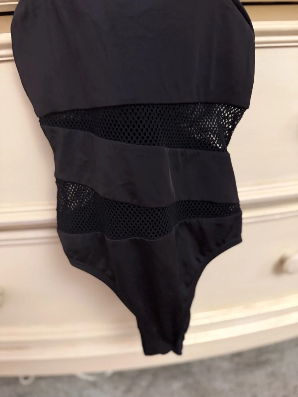 DKNY Black One-Piece Swimsuit with Mesh Insets - Picture 3 of 9